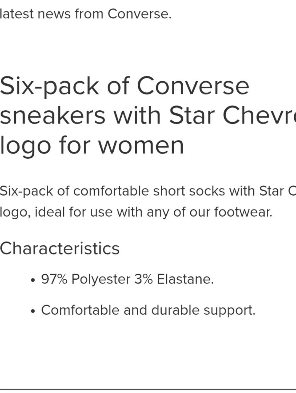 Converse 6-PK Cushioned Ankle Socks